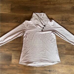 Soft Surroundings Sweater Womens Medium Brinkley Heather 3 Button Cowl Neck